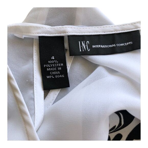 INC Sleeveless black and white sheer sleeveless flowy feminine tunic top Sz 4 - Picture 7 of 10